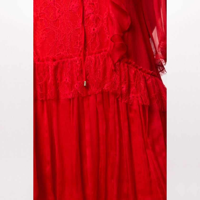 Silk 'Ruffled lace' insert dress